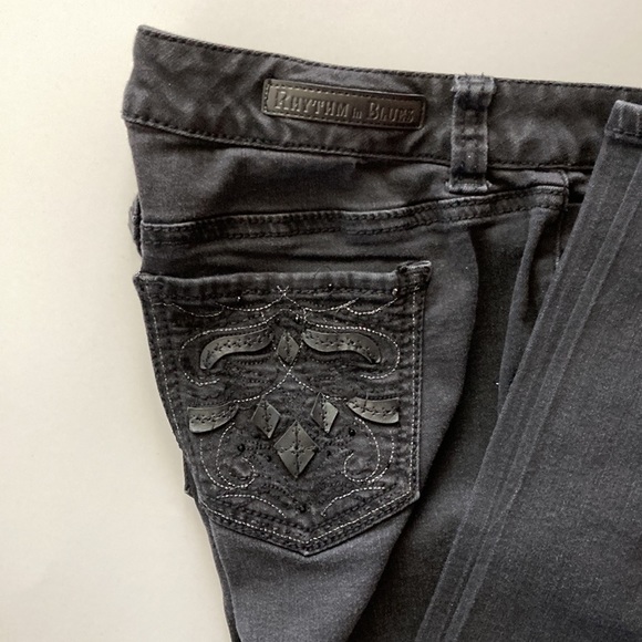 Rhythm in Blues black denim jeans size 12 57%cotton 21%polyester 2%spandex - Picture 2 of 10